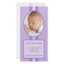 Purple In Style New Baby Photo Card