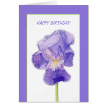 Purple Iris Birthday Card