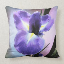 Purple Iris Flower Art Cotton Throw Pillow