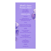 Purple Iris purple Wedding Menu Personalized Invitations