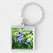 Purple Irises in the Suburbs Keychain