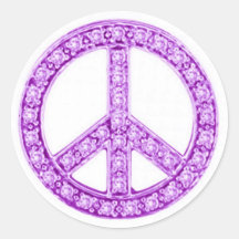 Purple Jewels Peace Sign Round Sticker