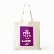Purple Keep Calm and Carry On Canvas Bags