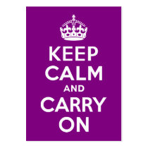 Purple Keep Calm and Carry On Business Cards