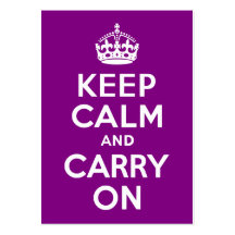 Purple Keep Calm and Carry On Business Cards