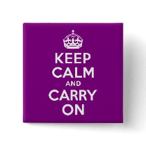 Purple Keep Calm and Carry On Pinback Button