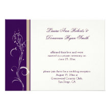 Purple Khaki Ivory Floral Swirl Post Wedding Custom Invitation