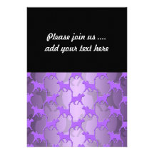 Purple Kitties Pattern Custom Invites