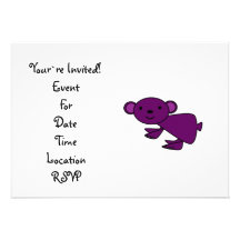 Purple koala custom invitations