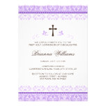 Purple lace girls first communion confirmation personalized announcement