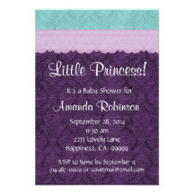 Purple Lace Little Princess Girl Baby Shower S211 Personalized Invites