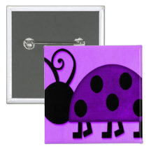 Purple Lady Bug Pinback Buttons