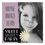 Purple Large Photo Girl's Sweet 16 Party Custom Announcements