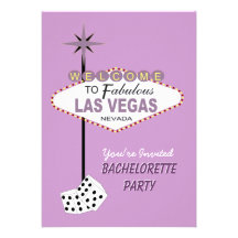 Purple Las Vegas Bachelorette Party Invitation