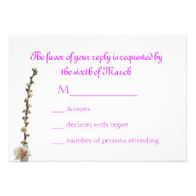 Purple Leaf Plum Spring Wedding RSVP card Invitations