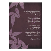 Purple Leaves Vintage Wedding Invitations