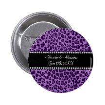 Purple leopard pattern wedding favors button