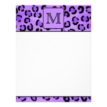 Purple Leopard Print Custom Monogram. Letterhead