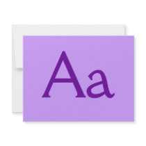 Purple Letter or Text on T shirts and Products Personalized Invites