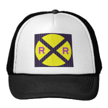 Purple Lightning Railroad Crossing Sign Mesh Hat