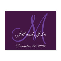 Purple Lilac Names Initials Save the Date Postcard