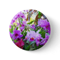 Purple Lilies Flower Pin Button