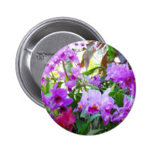 Purple Lilies Flower Pin Button
