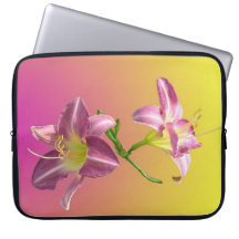 purple lily flowers laptop computer sleeves