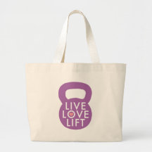 Purple "Live Love Lift" Tote Bag