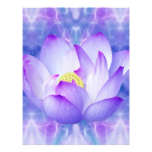 Purple lotus flower and fractal crystals customized letterhead