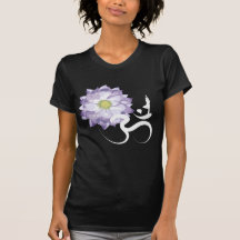 Purple Lotus Flower Yoga Om Calligraphy T-Shirt