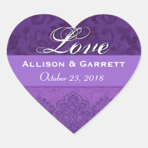 Purple Love Bride and Groom Date F200 Stickers