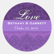 Purple Love Bride and Groom Date F202 Stickers