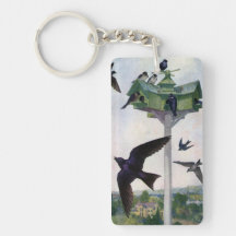 Purple Martins and Their Birdhouse Acrylic Keychain