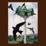 Purple Martins and Their Birdhouse posters