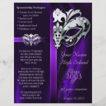 Purple Masquerade Silver Class Reunion Flyer