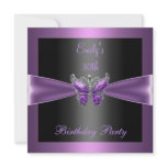 Purple Mauve Black Butterfly 30th Birthday Party Invites