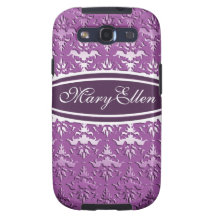 Purple Mauve Silvery Embossed Damask Samsung Galaxy SIII Cover