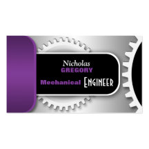 Purple Mechanical Engineer Gear Business Cards