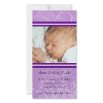Purple Mod Style New Baby Photo Card