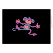 purple monkey greeting card
