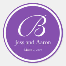 Purple Monogram Round Sticker