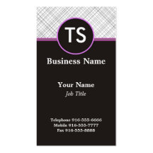 Purple Monogram Vertical Business Cards