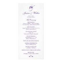 Purple Monogram Wedding Program Custom Rack Card