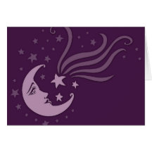 purple moon and stars notecard