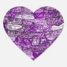 Purple Mosaic / Enamel Style Heart Stickers
