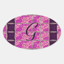 Purple Mosaic Look Oval Sticker