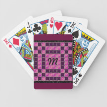 Purple Mosaic Tile Look Monogram Playing Cards