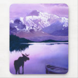 "Purple Mountains Majesty" Moose Watercolor Mouse Pad