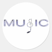 Purple Music with Note for Music Lovers Round Sticker